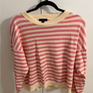 J. Crew Striped Sweater in Pink and Cream